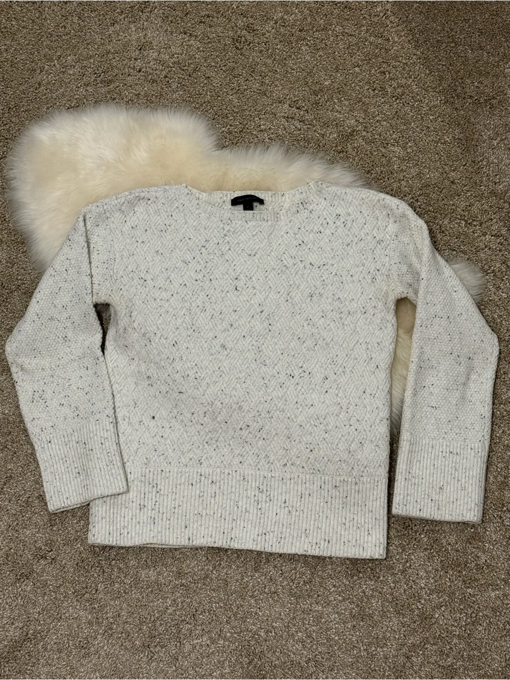 Ann Taylor Women’s Cream Speckled Knit Sweater Size XS